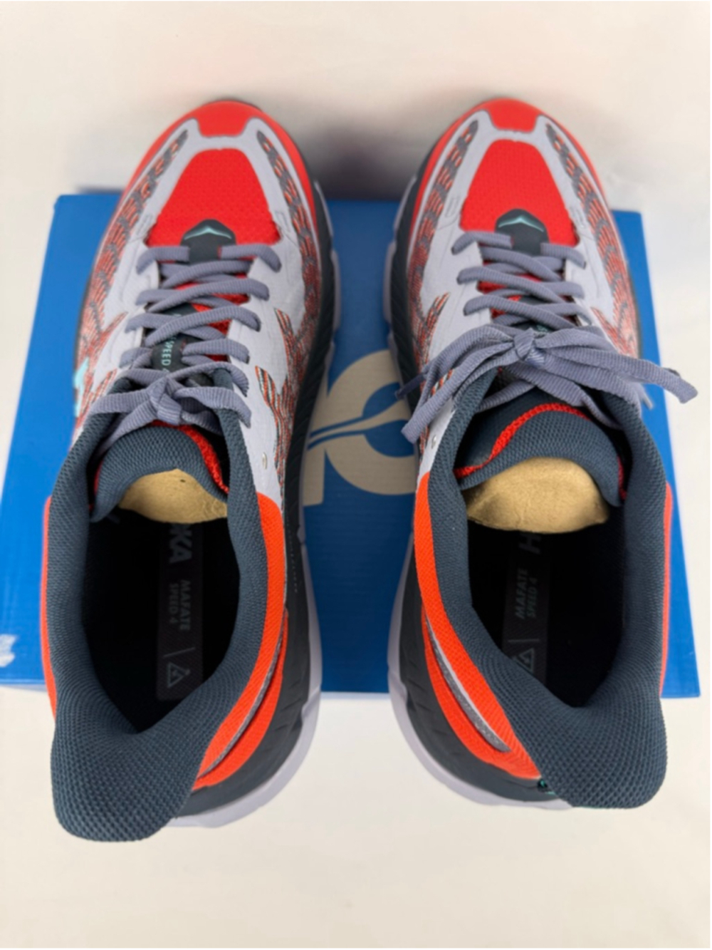 Women's Hoka Mafate Speed 4 Athletic Shoes Size 9 Red Gray - Picture 11 of 12
